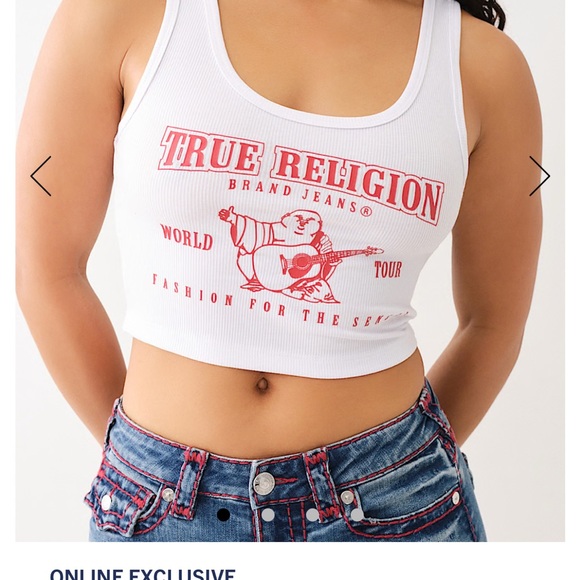 True Religion White Ribbed Tank Top - Size M - Picture 1 of 6